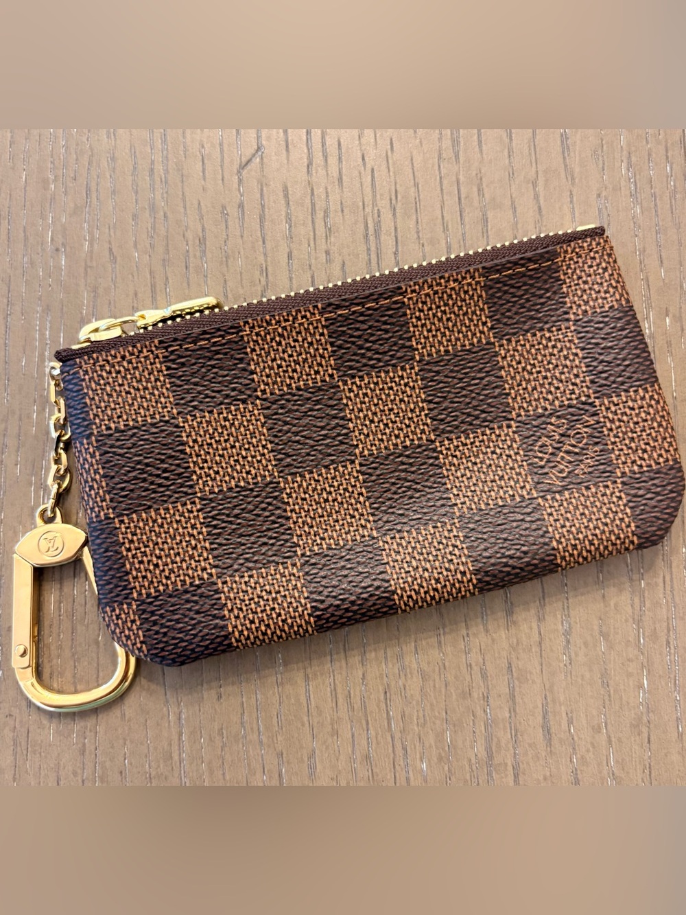 Louis Vuitton Brown Damier Key Pouch with Gold Hardware